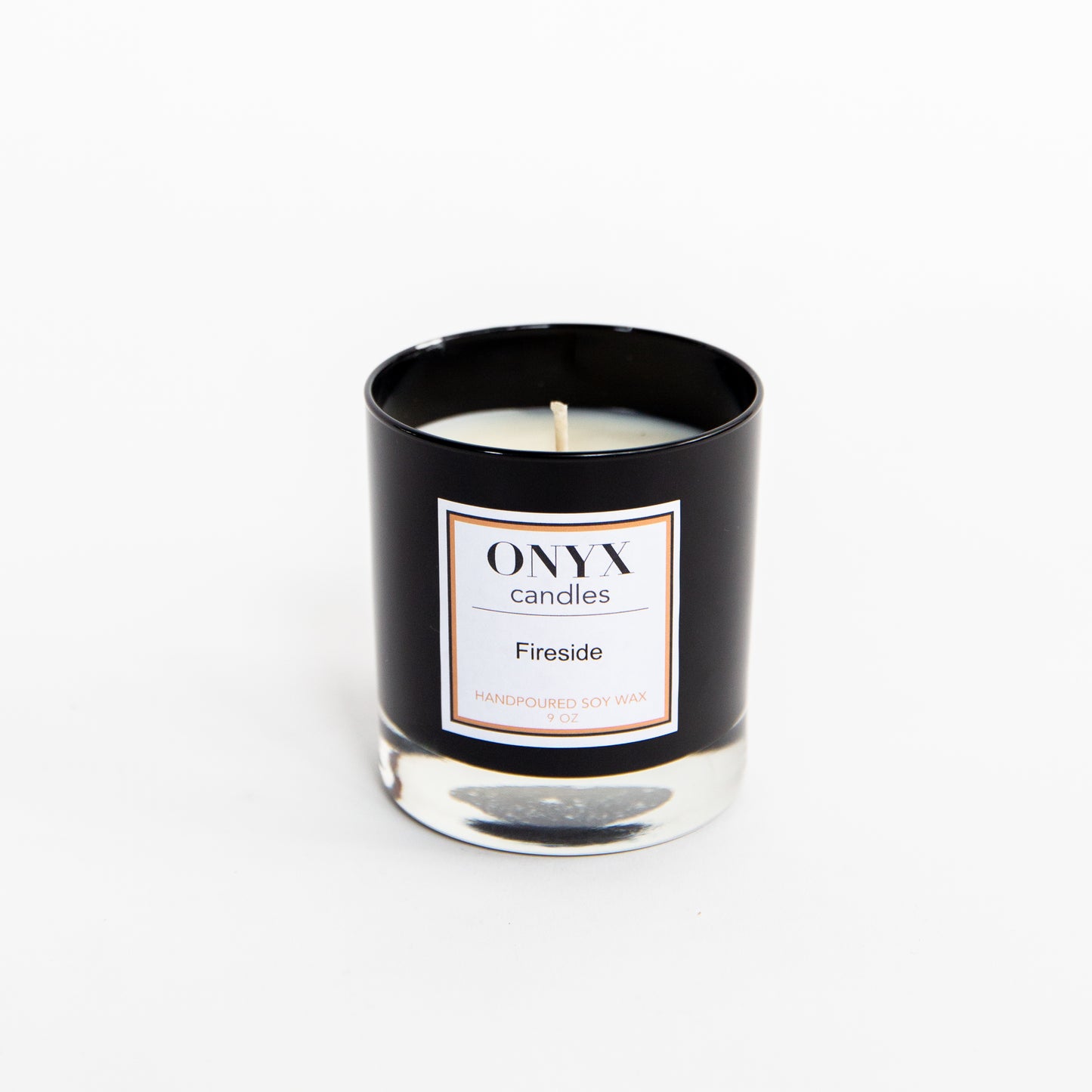 Pictured here is the 9 oz black glass jar option for the Fireside scented candle