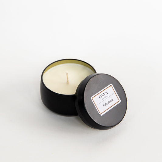 Palo Santo in a 4oz matte black tin