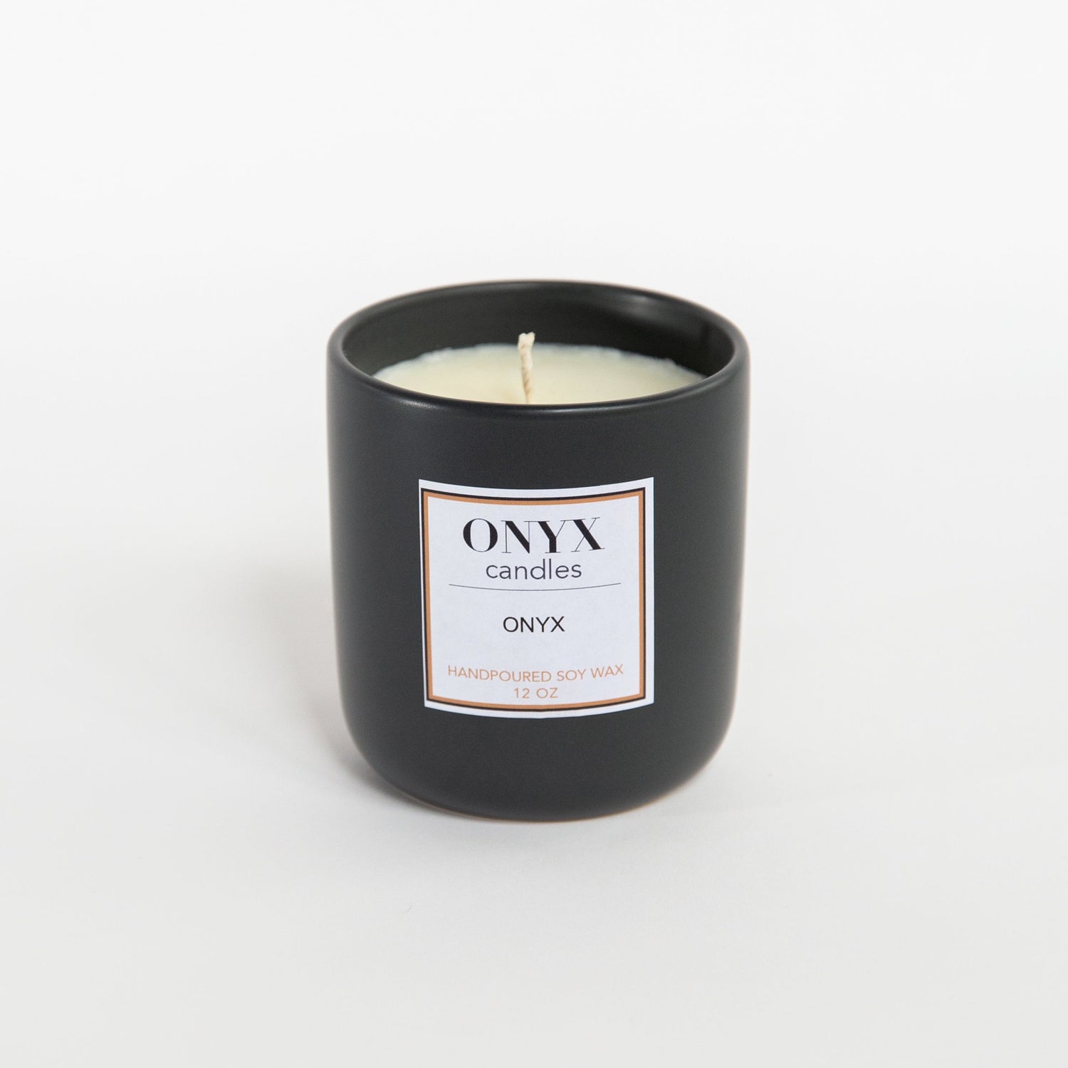 12oz matte black ceramic jar in Onyx signature scent